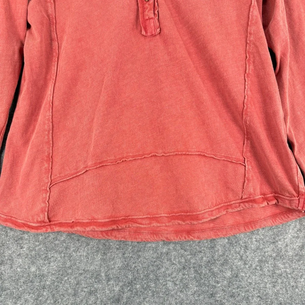 Lucky & Coco Long Sleeve Henley‎ Top Womens S Red Beaded Embroidered Cotton Boho - Picture 10 of 13